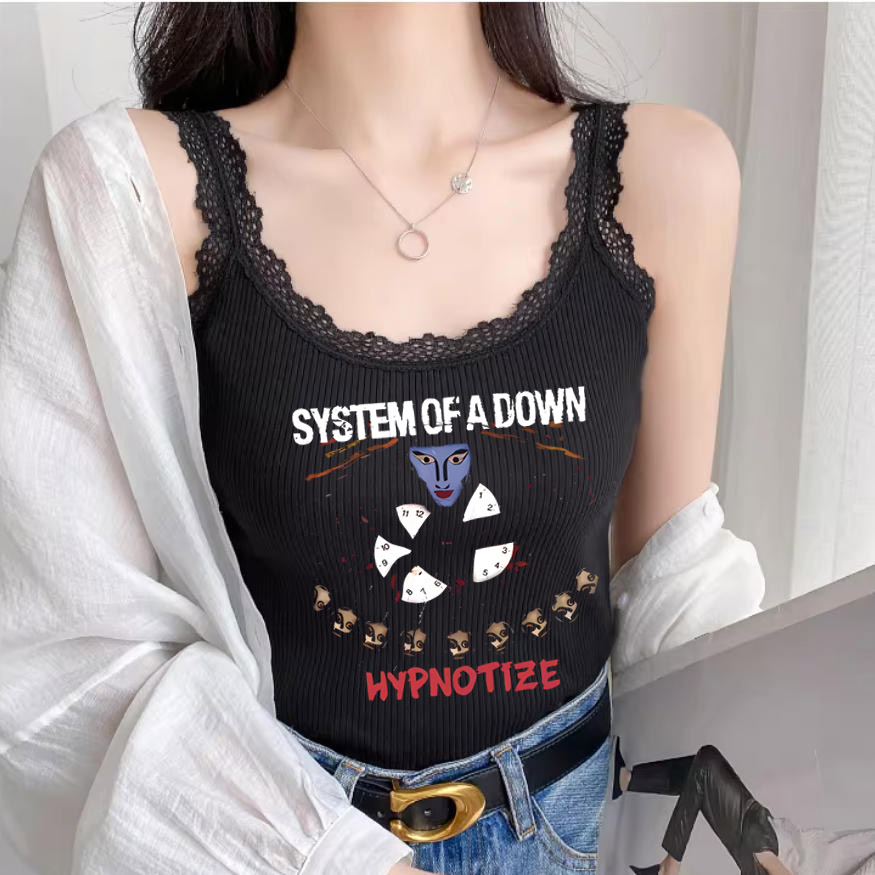 Cami Top Lace - System of A Down T-Shirt Crop