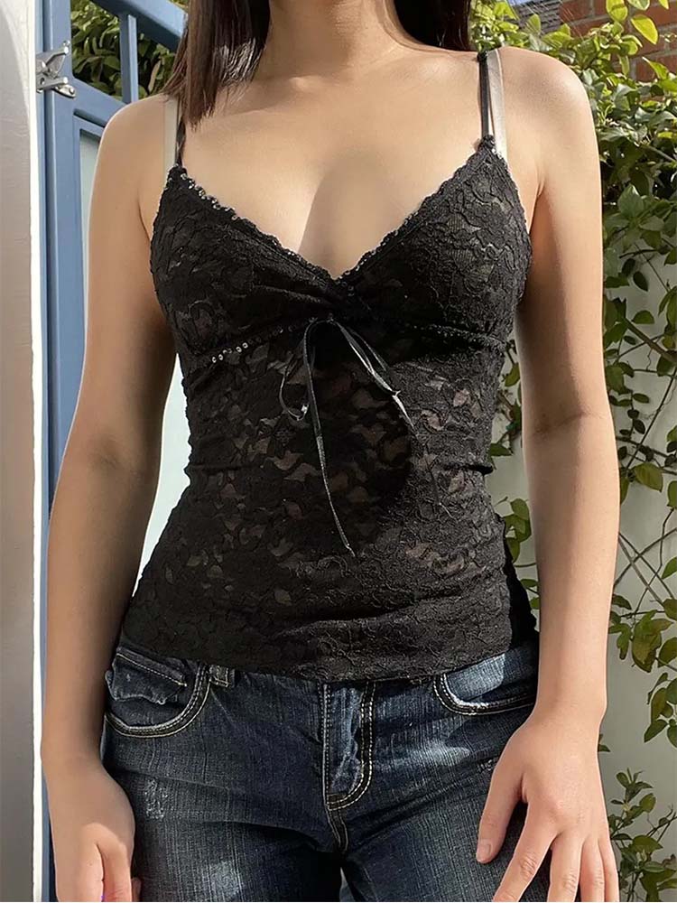 Schwarze Durchsichtige Spitzen – Cami Top Lace Bewertung und Preis